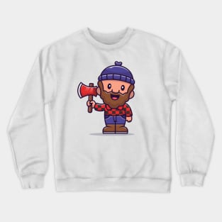 Carpenter Holding Ax Cartoon Crewneck Sweatshirt